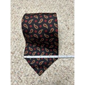 Savile Row Necktie Silk Paisley Pattern Burgundy Gold Black Business Formal‎